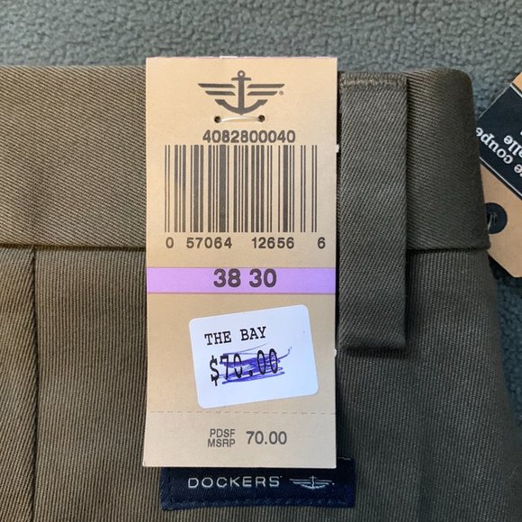 NWT Dockers Signature Khaki Flat Front D2 Straight Mens Pants 38/30 - Picture 7 of 7